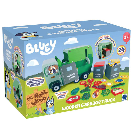 BLUEY WOODEN GARBAGE TRUCK
