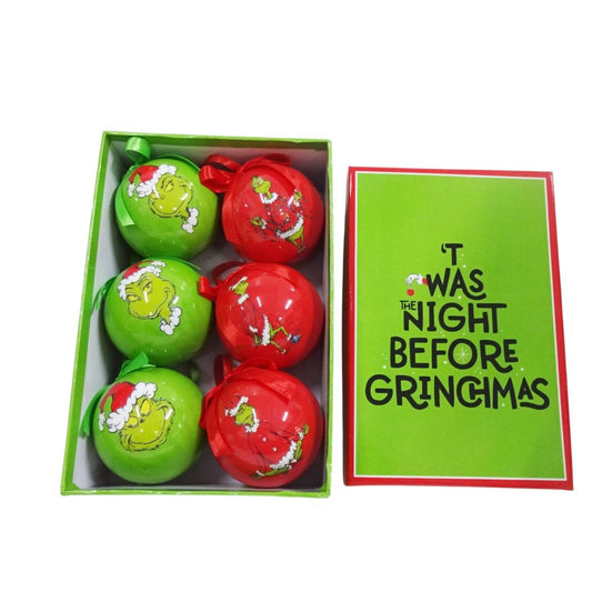 SET OF 6 GRINCH BAUBLES
