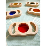 See through wooden coloured blocks