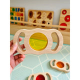 See through wooden coloured blocks