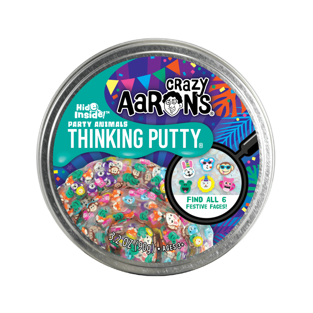 Crazy Aarons Thinking Putty ~Party Animals 4" Tin | Hide Inside