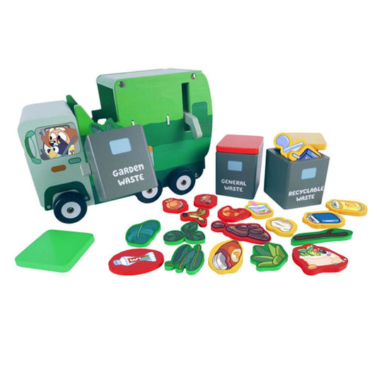 BLUEY WOODEN GARBAGE TRUCK
