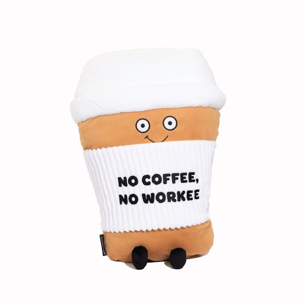 "No Coffee, No Workee" Oversized Coffee Plush Pillow