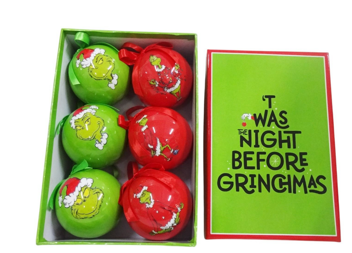 SET OF 6 GRINCH BAUBLES