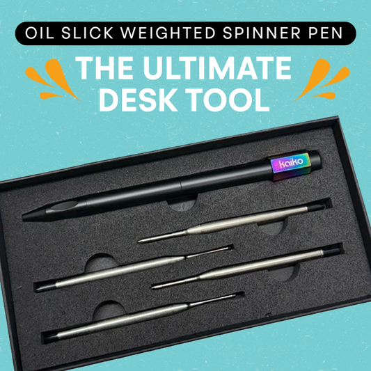 OIL SLICK Weighted Spinner Pen with 4 refills - Ultimate Desk Tool